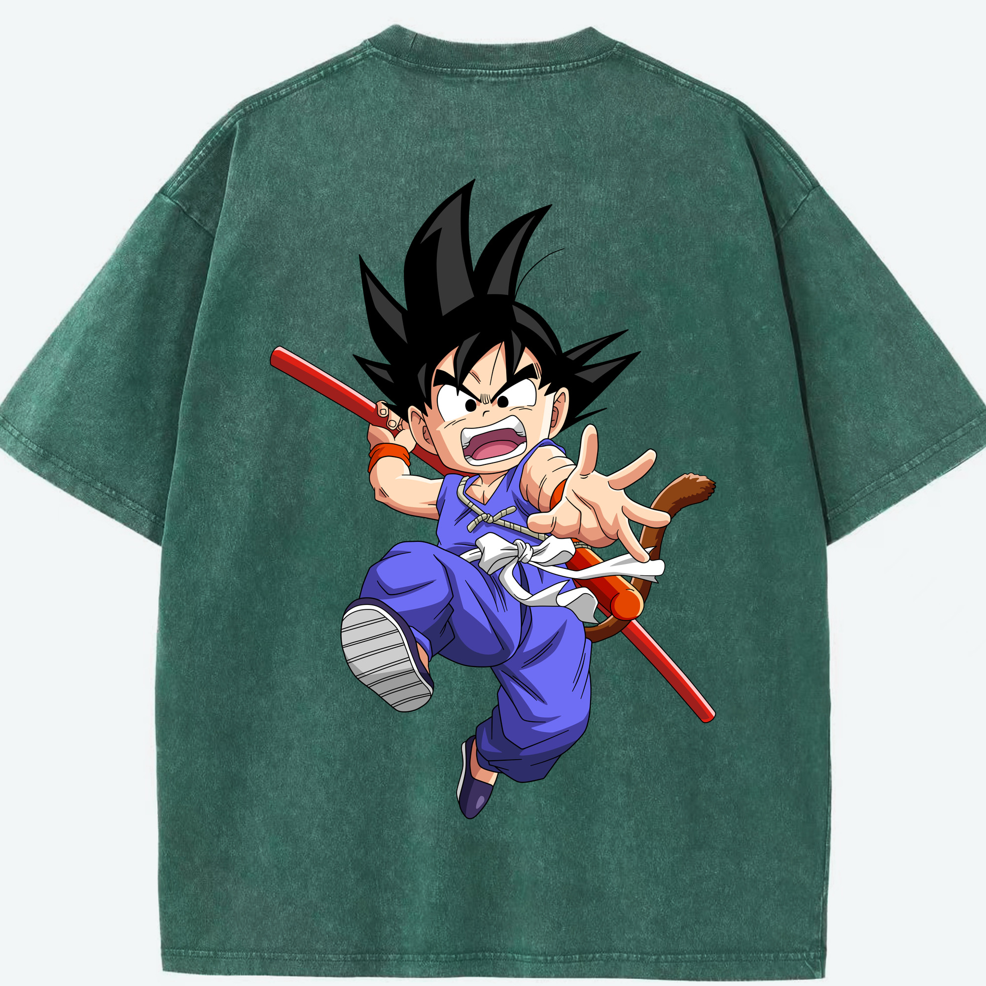 （画像用） ドラゴンボール 孫悟空（そん ごくう）Son Goku カカロット DRAGON BALL Kakarotto 綿100% ヴィンテージ風 半袖Tシャツ（背面プリント）